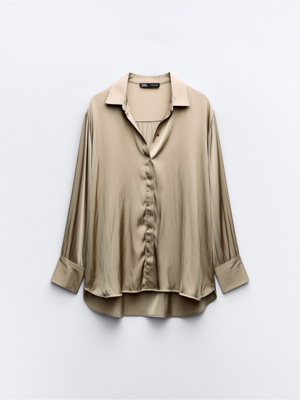 Old Navy brand - Satin Button-Down Shirt in Beige Taupe - L